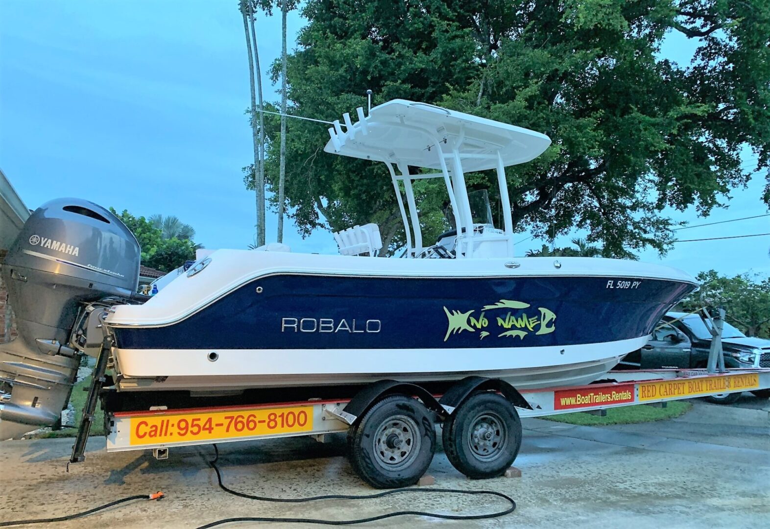 Picture of a new blue and white Robalo