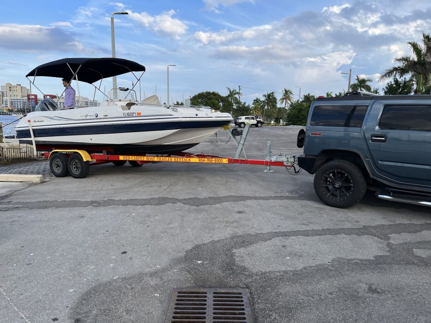 A car taking the boat trailer picture